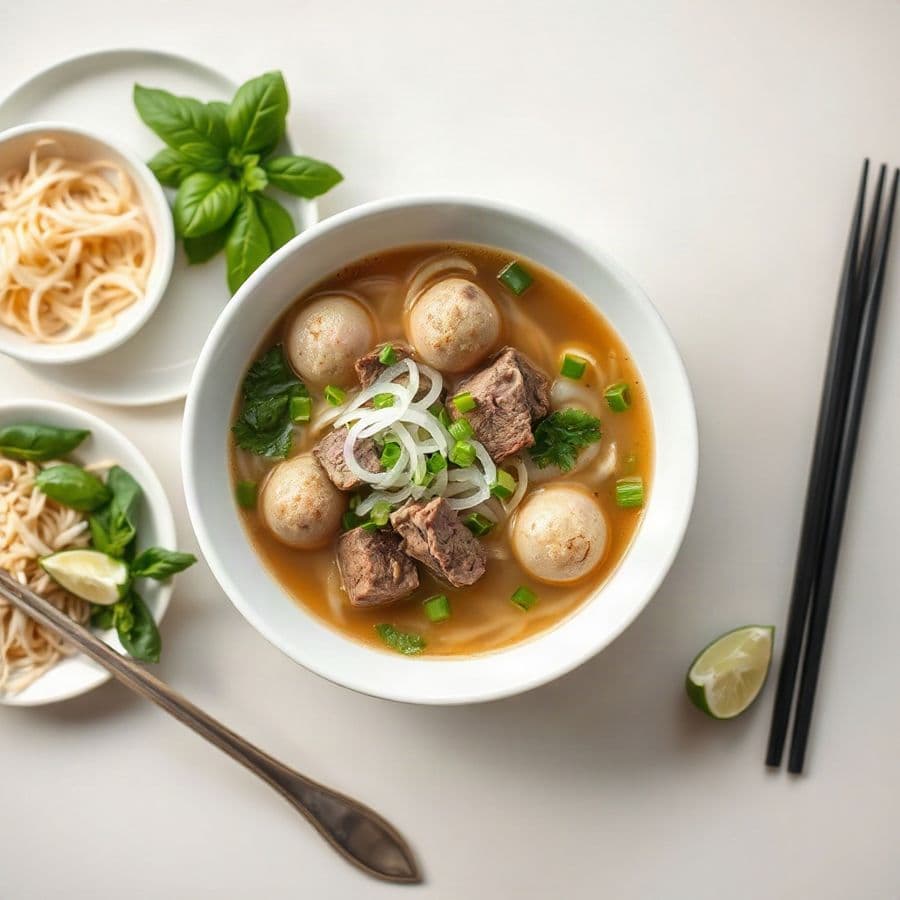 15. Rare Beef and Beef Balls Noodle Soup